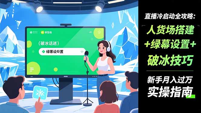 直播冷启动全攻略:人货场搭建+绿幕设置+破冰技巧，新手月入过万实操指南-nangewz