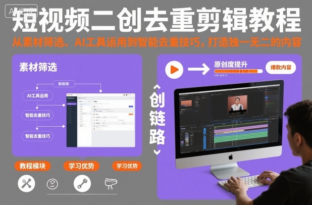 短视频二创去重剪辑教程，从素材筛选、AI工具运用到智能去重技巧，打造独一无二的内容-nangewz