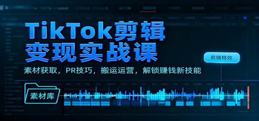 TikTok剪辑变现实战课：素材获取，PR技巧，搬运运营，解锁赚钱新技能-nangewz