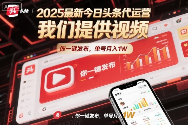 2025最新今日头条代运营，我们提供视频，你一键发布，单号月入1W【揭秘】-nangewz