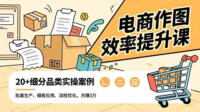 电商作图效率提升课，批量生产、模板应用、流程优化，20+细分品类实操案例，月赚3万-nangewz