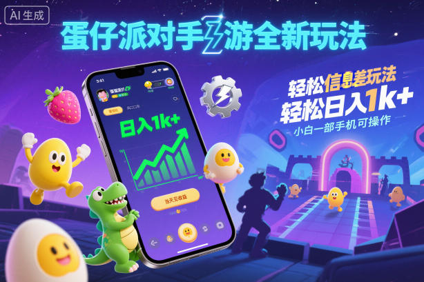 蛋仔派对手游全新玩法，轻松日入1k+，风口信息差玩法，当天见收益，小白一部手机可操作-nangewz