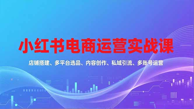 小红书电商运营实战课，店铺搭建、多平台选品、内容创作、私域引流、多账号运营等玩法-nangewz