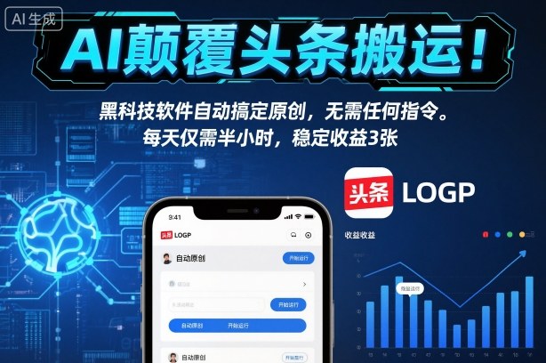 AI颠覆头条搬运！黑科技软件自动搞定原创，无需任何指令。每天仅需半小时，稳定收益3张【揭秘】-nangewz