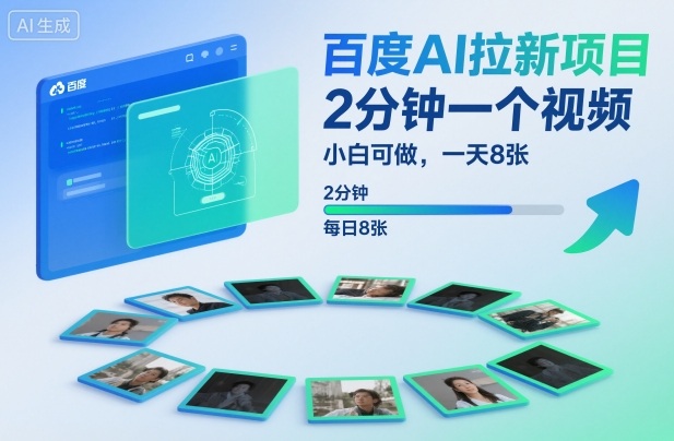 百度AI拉新项目，2分钟一个视频，小白可做，一天8张【附案例+保姆级教程】-nangewz