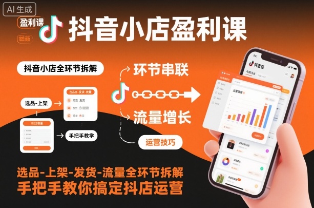 抖音小店盈利课-选品-上架-发货-流量全环节拆解，手把手教你搞定抖店运营-nangewz