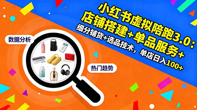 小红书虚拟陪跑3.0：店铺搭建+单品服务+细分铺货+选品技术，单店日入100+-nangewz