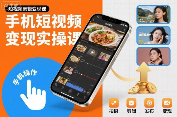 手机短视频变现实操课，短视频剪辑变现课-nangewz