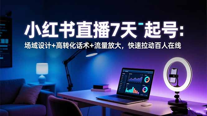 小红书直播7天起号：场域设计+高转化话术+流量放大，快速拉动百人在线-nangewz