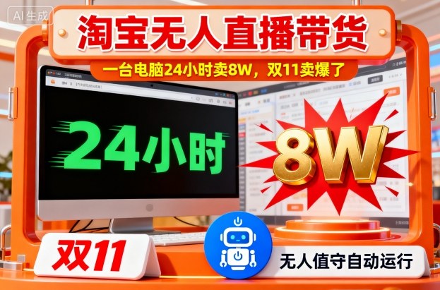 淘宝无人直播带货，一台电脑214小时卖8W，双11卖爆了【揭秘】-nangewz