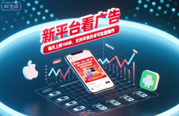 新平台看广告，养好机一条0.3到5米，每天上限100条，支持苹果安卓可批量操作-nangewz