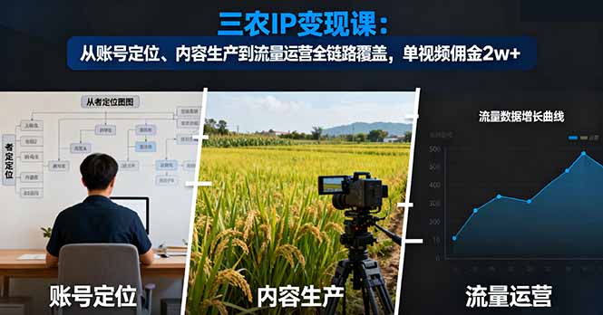 三农IP变现课：从账号定位、内容生产到流量运营全链路覆盖，单视频佣金2w+-nangewz