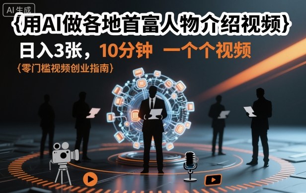 用AI做各地首富人物介绍视频，日入3张，10分钟一个视频-nangewz