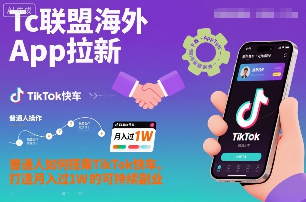 Tc联盟海外App拉新：普通人如何搭乘TikTok快车，打造月入过1W的可持续副业-nangewz