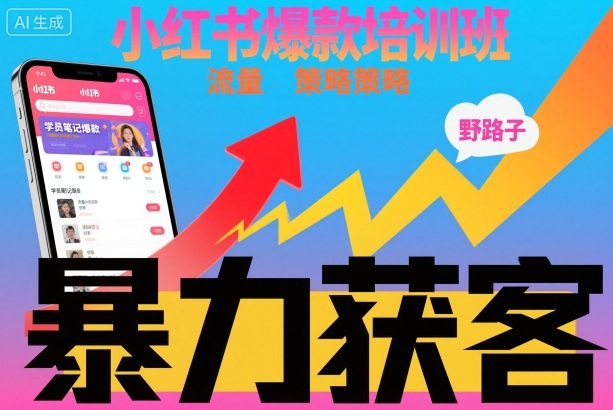 小红书爆款培训班，小红书获客野路子流量打法，暴力持续获客-nangewz