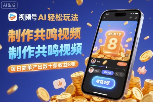 视频号AI轻松玩法，制作共鸣视频，每日简单产出数十条收益8张-nangewz