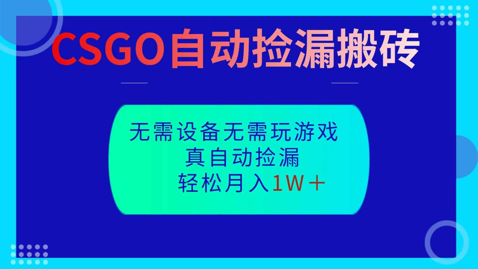 CSGO自动捡漏搬砖，当天操作当天见结果，无需了解游戏，包教包会包落地-nangewz