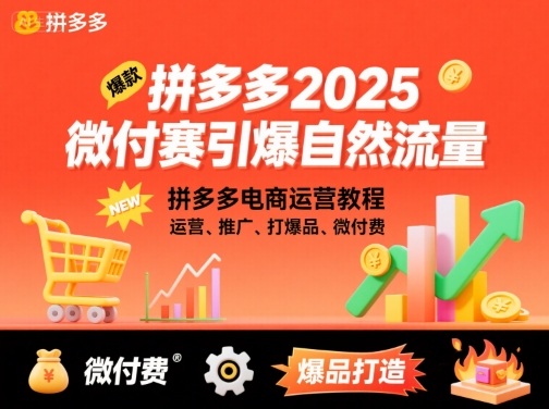 拼多多2025微付费引爆自然流量，拼多多电商运营教程，运营、推广、打爆品、微付费(更新)-nangewz