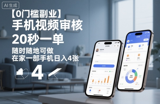【0门槛副业】手机视频审核，20秒一单，随时随地可做，在家一部手机日入4张【揭秘】-nangewz