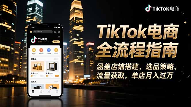 TikTok电商全流程指南，涵盖店铺搭建、选品策略、流量获取，单店月入过万-nangewz