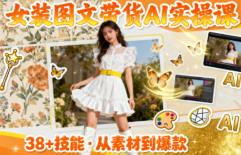 女装图文带货的AI实操课，覆盖38个实用技能，快速提升素材制作效率-nangewz
