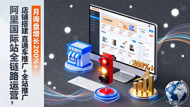 阿里国际站全链路运营，店铺搭建+直通车推广+全站推广，月询盘增长200%+-nangewz