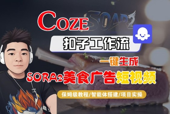 Coze扣子智能体工作流一键生成“SORA2美食广告“短视频，全流程保姆级教学-nangewz
