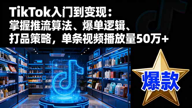 TikTok入门到变现：掌握推流算法、爆单逻辑、打品策略，单条视频播放量50w-nangewz