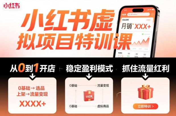 小红书虚拟项目特训课，帮你从0到1打造稳定盈利的店铺，抓住流量红利(更新9月)-nangewz