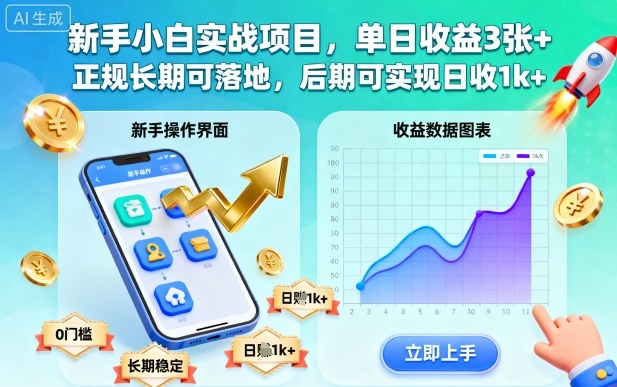 新手小白实战项目，单日收益3张+，正规长期可落地，后期可实现日收1k+【揭秘】-nangewz