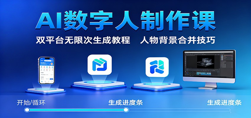 AI数字人制作课：双平台无限次生成教程，人物背景合并技巧-nangewz