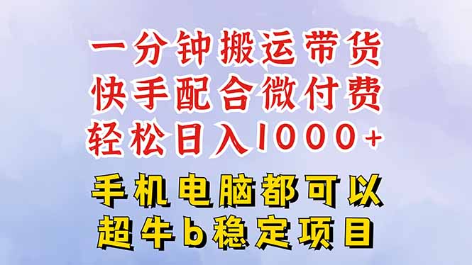 快手黑科技一分钟搬运带货，一刀不剪过原创，微付费投流玩法，轻松日入...-nangewz