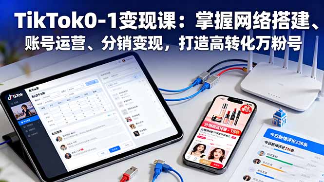 TikTok0-1变现课：掌握网络搭建、账号运营、分销变现，打造高转化万粉号-nangewz