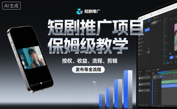 短剧推广项目保姆级教学，授权、收益、流程、剪辑，发布等全流程-nangewz
