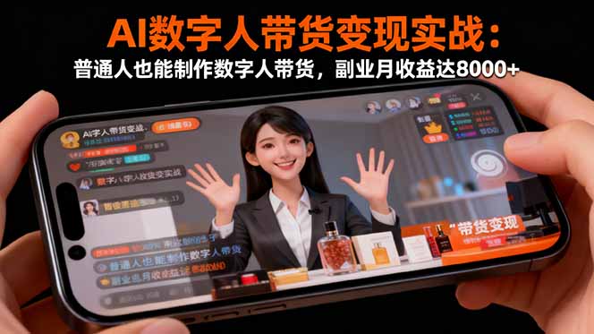 AI数字人带货变现实战：普通人也能制作数字人带货，副业月收益达8000+-nangewz