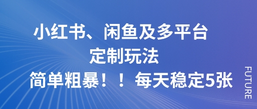 小红书、闲鱼及多平台定制玩法简单粗暴！每天稳定5张-nangewz