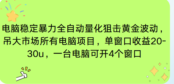电脑EA策略挂机项目单窗口收益20-30u，单电脑可挂5-10个窗口收益稳健4位数-nangewz