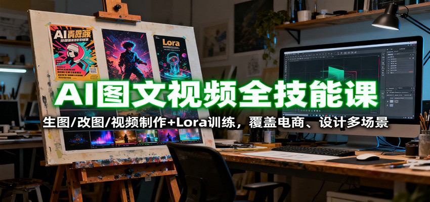 AI图文视频全技能课：生图/改图/视频制作+Lora训练，覆盖电商 、设计多场景-nangewz