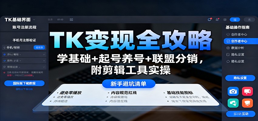 TK变现全攻略：学基础+起号养号+联盟分销，附剪辑工具实操-nangewz