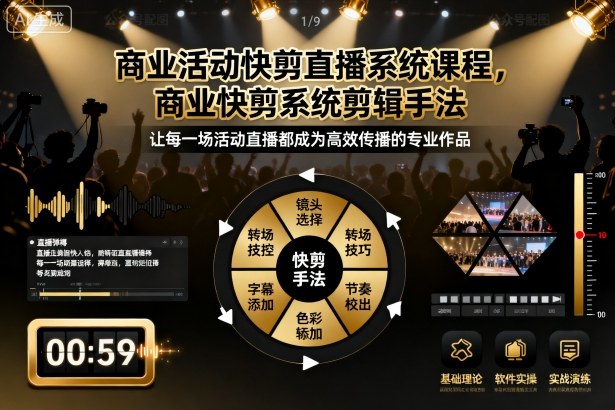 商业活动快剪直播系统课程，商业快剪系统剪辑手法-nangewz