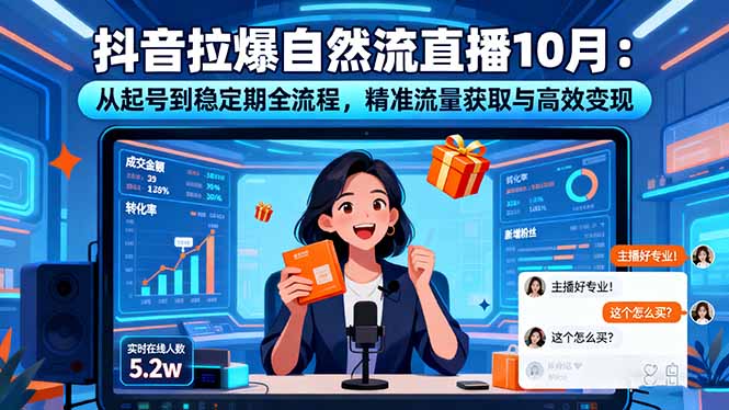 抖音拉爆自然流直播10月：从起号到稳定期全流程，精准流量获取与高效变现-nangewz