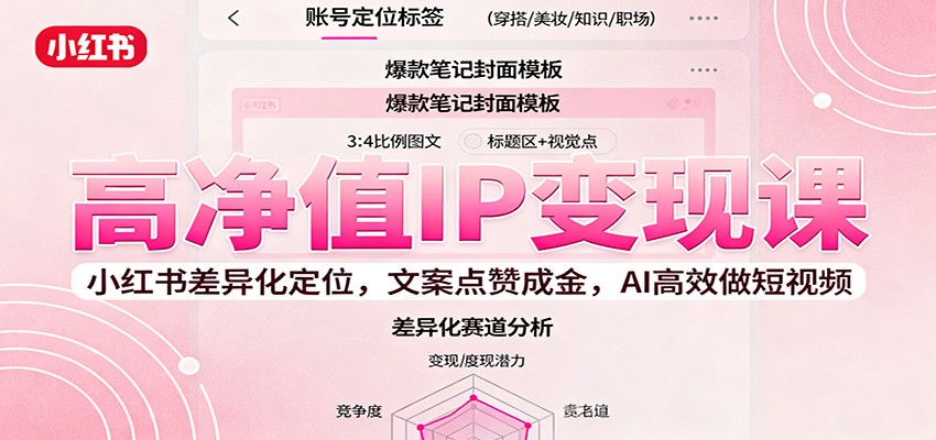 高净值IP变现课：小红书差异化定位，文案点赞成金， AI高效做短视频-nangewz