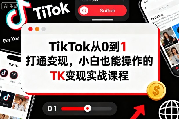 TikTok从0到1打通变现，小白也能操作的TK变现实战课程-nangewz