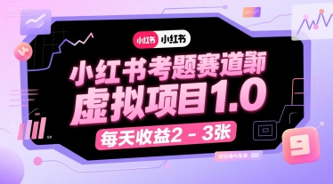 小红书考题赛道虚拟项目1.0，项目操作简单，每天收益2-3张-nangewz