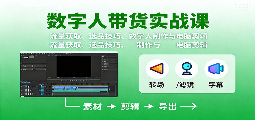数字人变现实战课：流量获取、选品技巧、数字人制作与电脑剪辑-nangewz