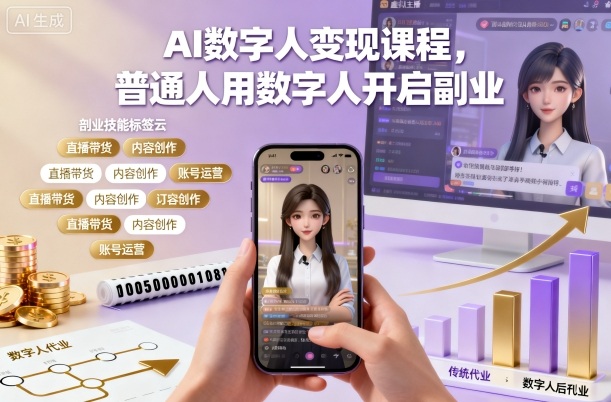 AI数字人变现课程，普通人用数字人开启副业-nangewz