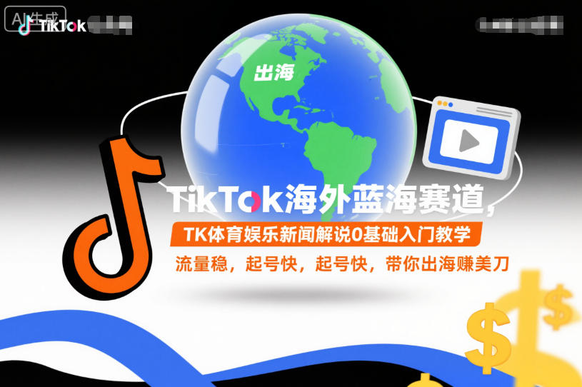 TikTok海外蓝海赛道，TK体育娱乐新闻解说0基础入门教学，流量稳，起号快，带你出海賺美刀-nangewz