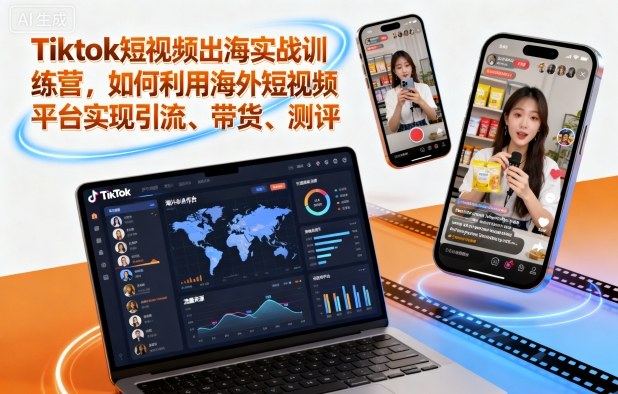 Tiktok短视频出海实战训练营，如何利用海外短视频平台实现引流、带货、测评-nangewz