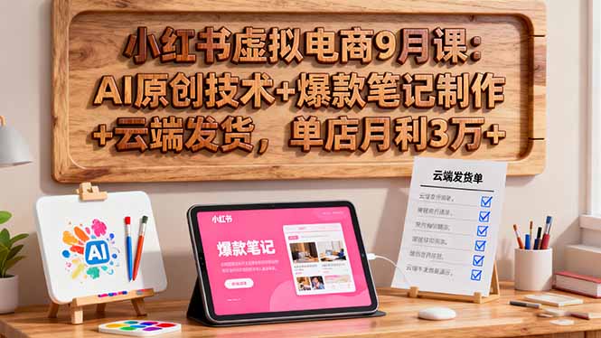 小红书虚拟电商9月课：AI原创技术+爆款笔记制作+云端发货，单店月利3万+-nangewz