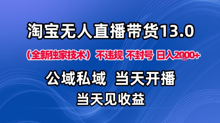 淘宝无人直播13.0，公域私域技术，不封号，不违规布局下半年旺季赛道，日入1K+(独家技术)【揭秘】-nangewz